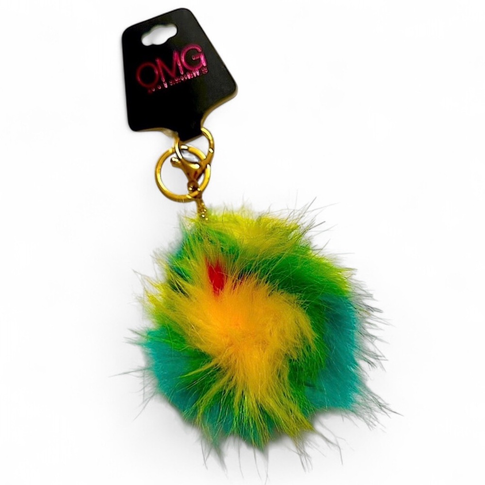 BNWT/GREAT GIFT: Fluffy Rainbow Keychain or Purse Charm Accessory